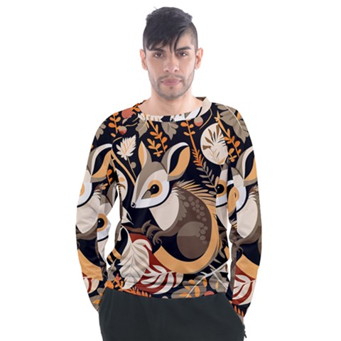 Vintage Possum Pattern Men s Long Sleeve Raglan T-shirt by Valentinaart