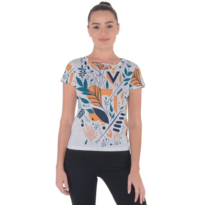 Pattern Flowers Design Nature Short Sleeve Sports Top 