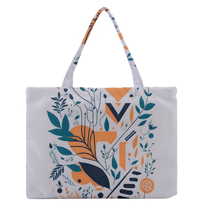 Pattern Flowers Design Nature Zipper Medium Tote Bag