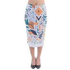 Pattern Flowers Design Nature Velvet Midi Pencil Skirt by uniart180623