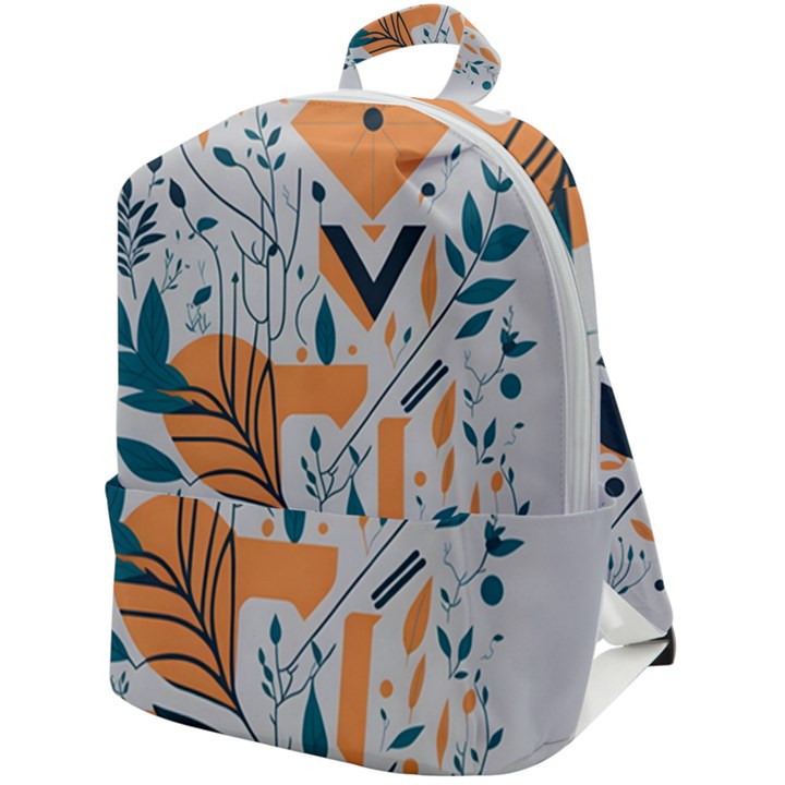 Pattern Flowers Design Nature Zip Up Backpack