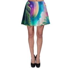 Jungle Moon Light Plants Space Skater Skirt by uniart180623