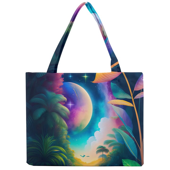 Jungle Moon Light Plants Space Mini Tote Bag