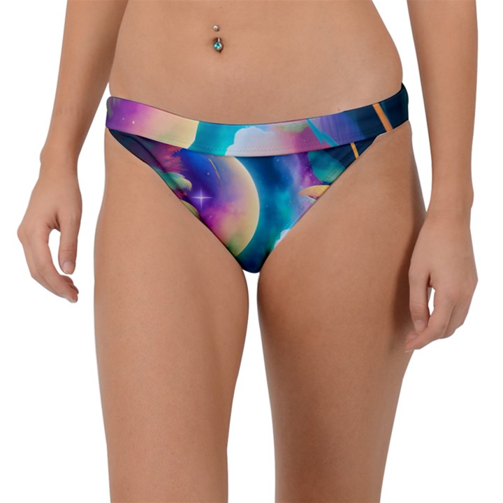 Jungle Moon Light Plants Space Band Bikini Bottoms