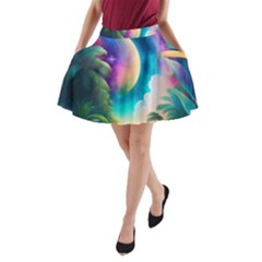 Jungle Moon Light Plants Space A-line Pocket Skirt by uniart180623