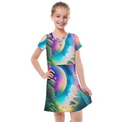 Jungle Moon Light Plants Space Kids  Cross Web Dress by uniart180623