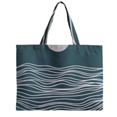 Sea Waves Moon Water Boho Zipper Mini Tote Bag by uniart180623