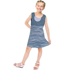 Sea Waves Moon Water Boho Kids  Tunic Dress by uniart180623