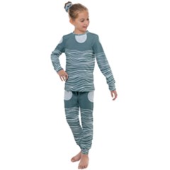 Sea Waves Moon Water Boho Kids  Long Sleeve Set 