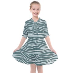 Sea Waves Moon Water Boho Kids  All Frills Chiffon Dress by uniart180623