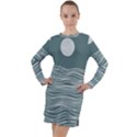 Sea Waves Moon Water Boho Long Sleeve Hoodie Dress View1