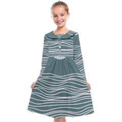 Sea Waves Moon Water Boho Kids  Midi Sailor Dress by uniart180623