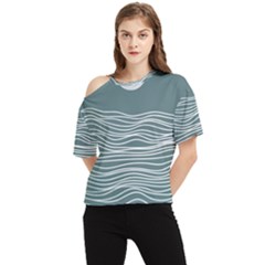 Sea Waves Moon Water Boho One Shoulder Cut Out T-shirt by uniart180623