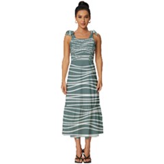 Sea Waves Moon Water Boho Tie-strap Tiered Midi Chiffon Dress by uniart180623