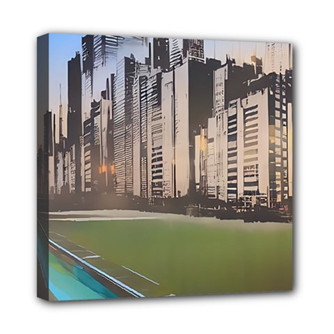 Building City Urban Path Road Skyline Mini Canvas 8  X 8  (stretched) by uniart180623