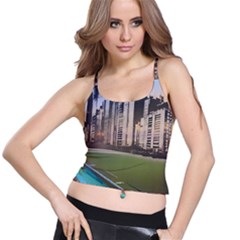 Building City Urban Path Road Skyline Spaghetti Strap Bra Top by uniart180623