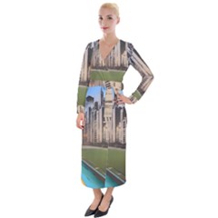 Building City Urban Path Road Skyline Velvet Maxi Wrap Dress by uniart180623