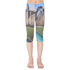 Building City Urban Path Road Skyline Kids  Capri Leggings  by uniart180623