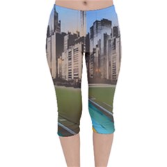 Building City Urban Path Road Skyline Velvet Capri Leggings  by uniart180623