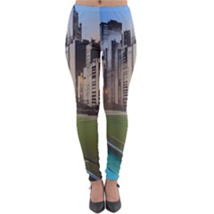 Building City Urban Path Road Skyline Lightweight Velour Leggings by uniart180623