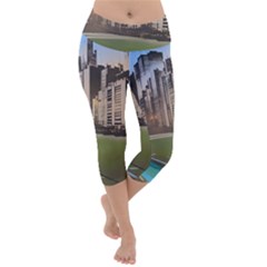 Building City Urban Path Road Skyline Lightweight Velour Capri Yoga Leggings by uniart180623