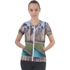 Building City Urban Path Road Skyline Short Sleeve Zip Up Jacket by uniart180623