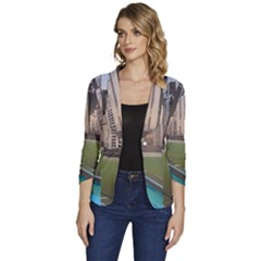 Building City Urban Path Road Skyline Women s One-button 3/4 Sleeve Short Jacket by uniart180623