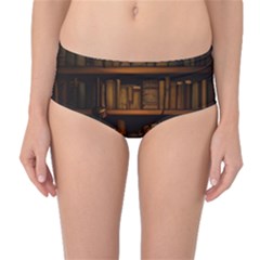 Books Library Mid-waist Bikini Bottoms by uniart180623