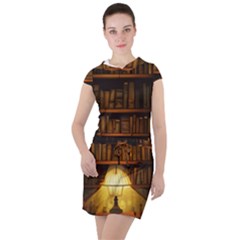 Books Library Drawstring Hooded Dress by uniart180623