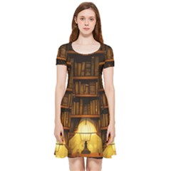 Books Library Inside Out Cap Sleeve Dress by uniart180623