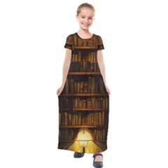 Books Library Kids  Short Sleeve Maxi Dress by uniart180623