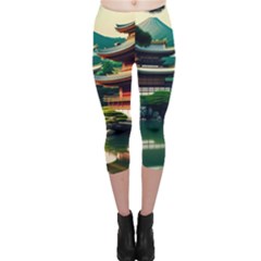 Japan Mount Fuji Japanese Capri Leggings  by uniart180623