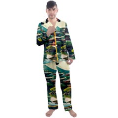 Japan Mount Fuji Japanese Men s Long Sleeve Satin Pajamas Set by uniart180623