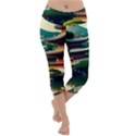 Japan Mount Fuji Japanese Lightweight Velour Capri Yoga Leggings View1