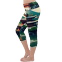 Japan Mount Fuji Japanese Lightweight Velour Capri Yoga Leggings View2