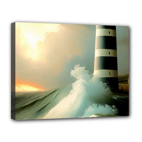 Sea Ocean Waves Lighthouse Nature Canvas 14  X 11  (stretched) by uniart180623