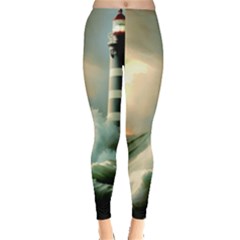 Sea Ocean Waves Lighthouse Nature Everyday Leggings  by uniart180623