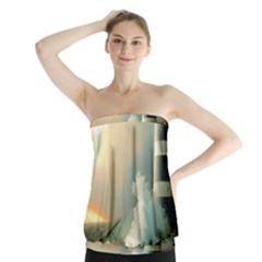 Sea Ocean Waves Lighthouse Nature Strapless Top by uniart180623