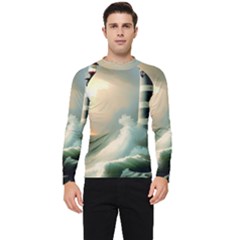 Sea Ocean Waves Lighthouse Nature Men s Long Sleeve Rash Guard by uniart180623