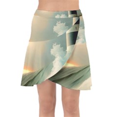 Sea Ocean Waves Lighthouse Nature Wrap Front Skirt by uniart180623