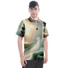 Sea Ocean Waves Lighthouse Nature Men s Polo T-shirt by uniart180623