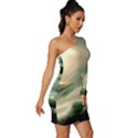 Sea Ocean Waves Lighthouse Nature Long Sleeve One Shoulder Mini Dress View3