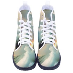 Sea Ocean Waves Lighthouse Nature Women s High-top Canvas Sneakers