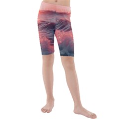 Ocean Waves Sunset Kids  Mid Length Swim Shorts by uniart180623