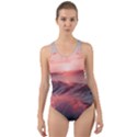 Ocean Waves Sunset Cut-Out Back One Piece Swimsuit View1