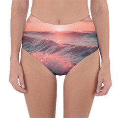 Ocean Waves Sunset Reversible High-waist Bikini Bottoms by uniart180623