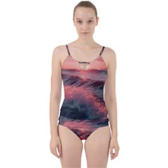 Ocean Waves Sunset Cut Out Top Tankini Set by uniart180623