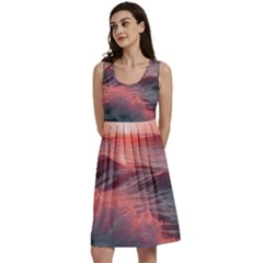 Ocean Waves Sunset Classic Skater Dress by uniart180623