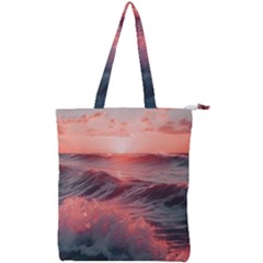 Ocean Waves Sunset Double Zip Up Tote Bag by uniart180623