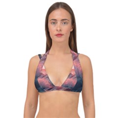 Ocean Waves Sunset Double Strap Halter Bikini Top by uniart180623